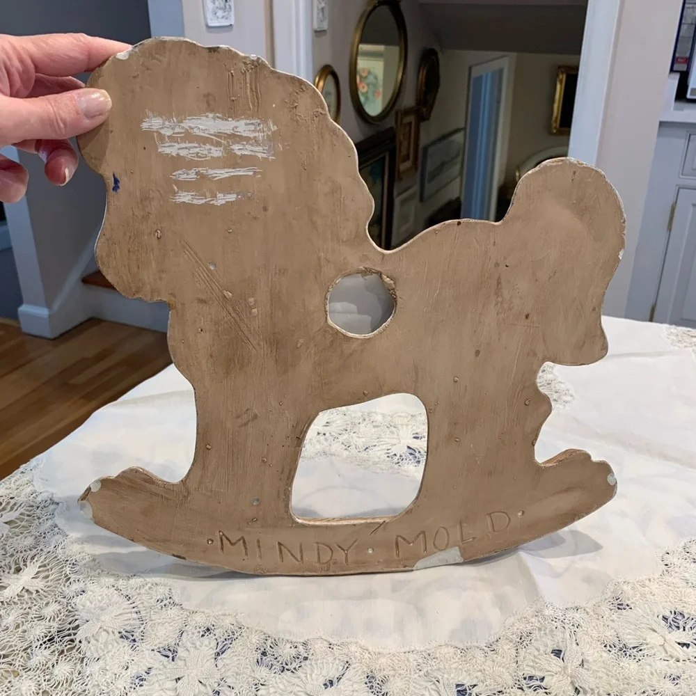 Vintage Ceramic Patchwork Rocking Horse Figurine